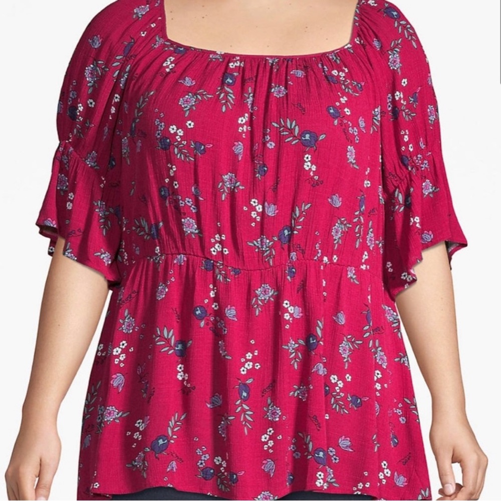 Lane Bryant | Tops | Lane Bryant Squareneck Flutter Sleeve Blouse ...